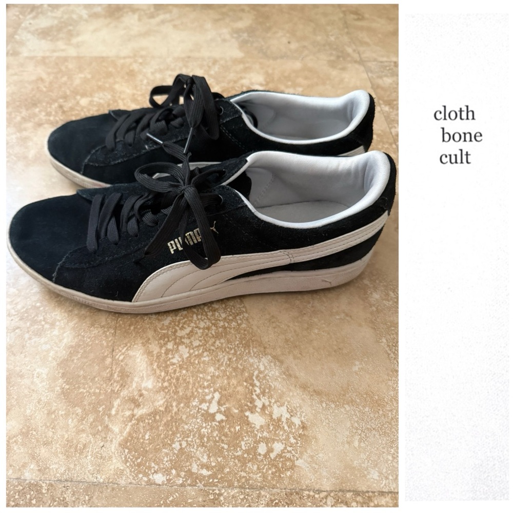 Puma Black and White Classic Suede Sneakers